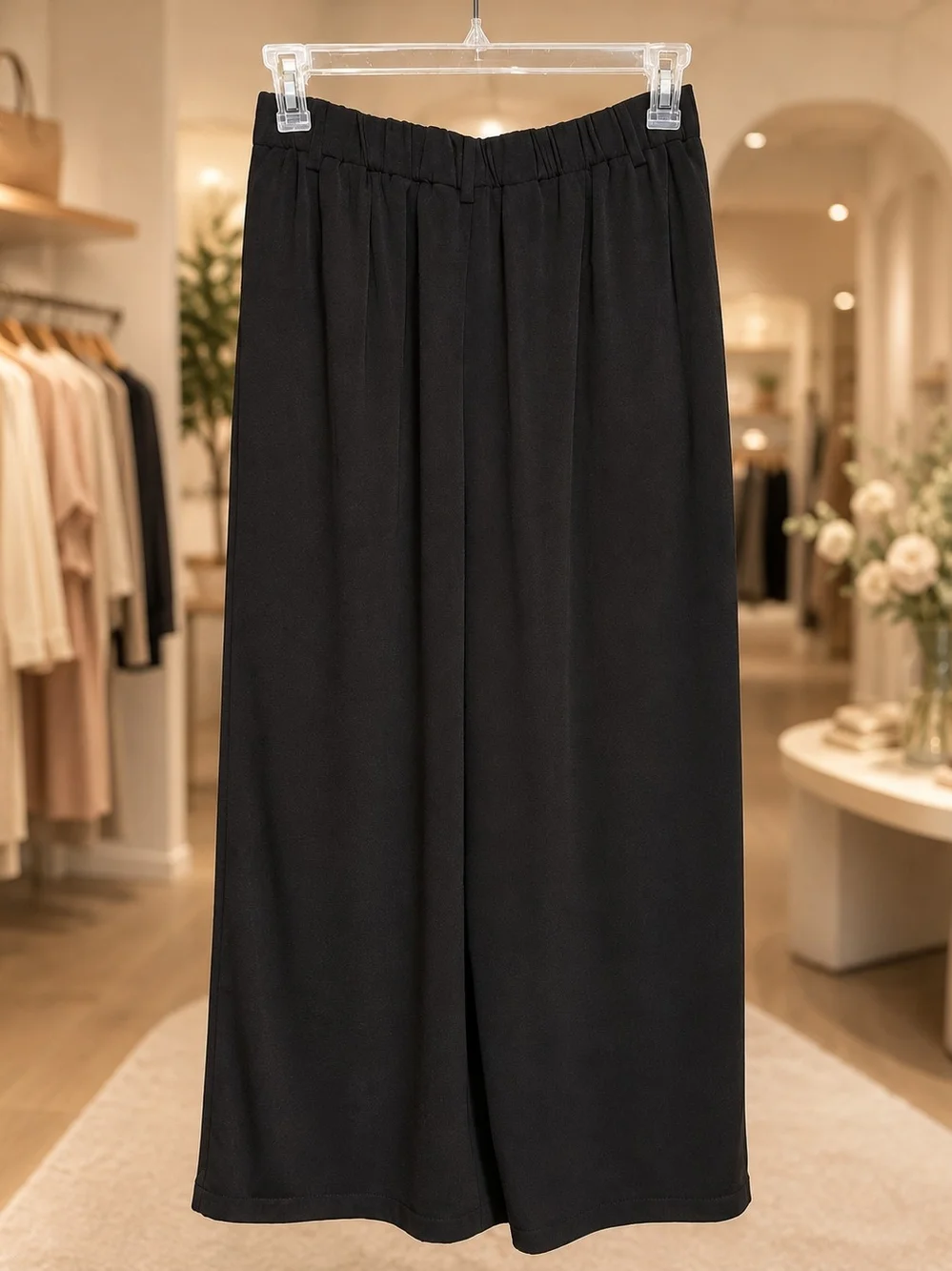 Tronjori Black High Waist Wide Leg Maxi Palazzo Pants Size L, NWOT